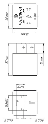 409.3787-01 24В 20А 4-х контактное