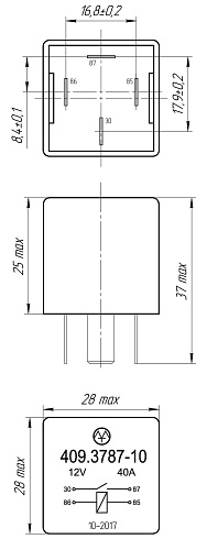 409.3787-10 12В 40А 4-х контактное