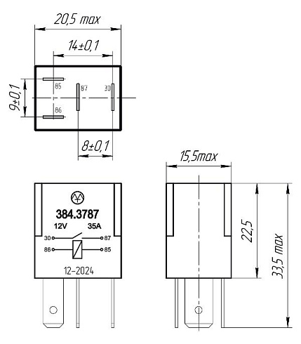 384.3787 12В 35А 4-х контактное
