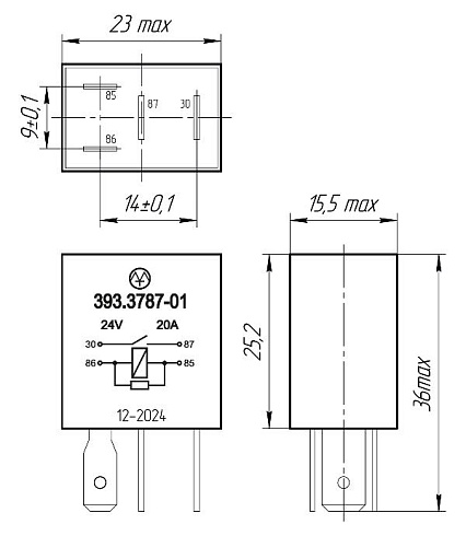 393.3787-01 24В 20А 4-х контактное