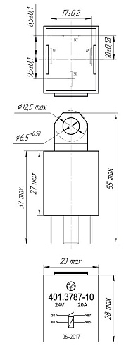 401.3787-10 24В 20А 4-х контактное