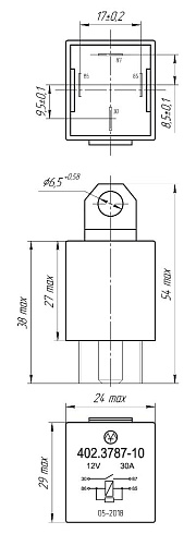 402.3787-10 12В, 30А, 4-х контактное с резистором