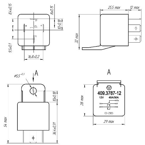 409.3787-12 12В 40А/30А 5-ти контактное