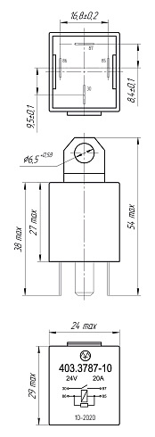 403.3787-10 24В, 20А, 4-х контактное с резистором