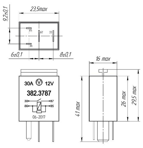 382.3787 12В 30А 4-х контактное с резистором