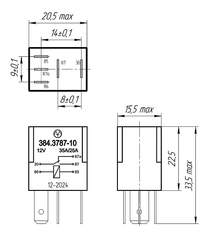 384.3787-10 12В 35/25А 5-ти контактное