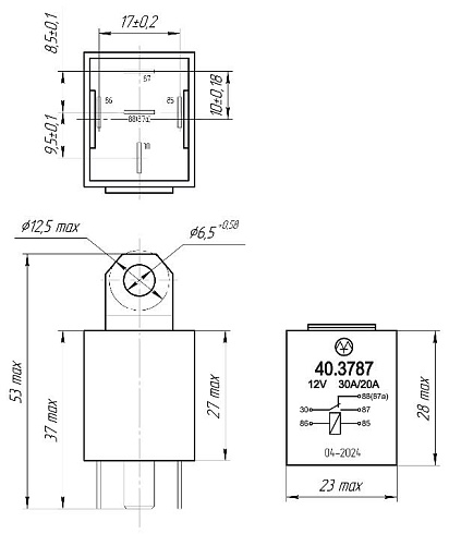 40.3787 12В 30/20А 5-ти контактное