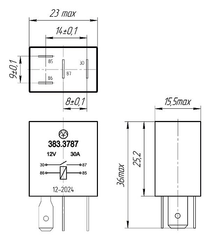 383.3787 12В 30А 4-х контактное