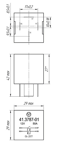 41.3787-01 12В 50А 4-х контактное