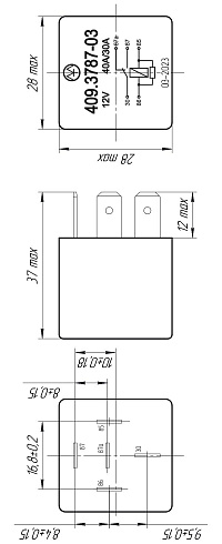 409.3787-03 12В 40А/30А 5-ти контактное с резистором