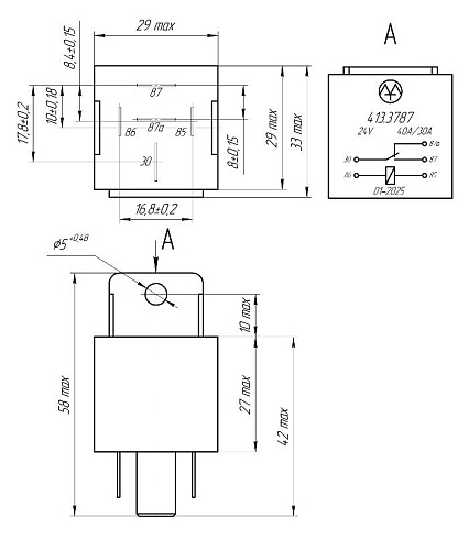 413.3787  24В 40А/30А 5-ти контактное