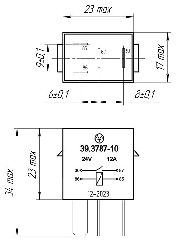 39.3787-10 24В 12А 4-х контактное